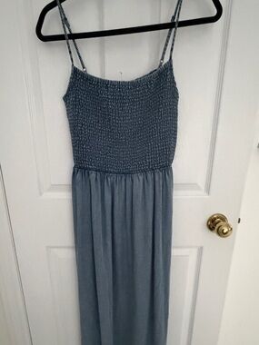 NWT never worn M Light Denim Smocked Maxi Dress with Spaghetti Straps